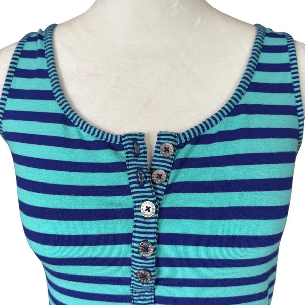 Guess green and blue striped racerback sleeveless stretchy tank top women's XS - Image 5