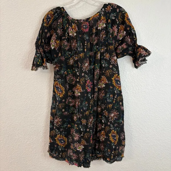 Natural Life Sienna Black Floral Mini Dress Cotton Womens Size Medium NWT - Image 5