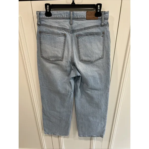 Madewell The Perfect Vintage Wide Leg Crop Jeans Light Blue Denim‎ - Image 2