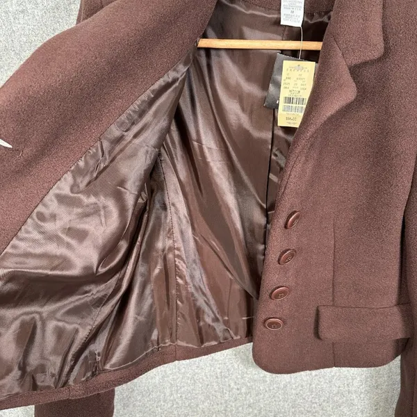 Vintage Women Express Campagnie Fleece Blazer Jacket Medium Brown NWT Academia‎ - Image 10