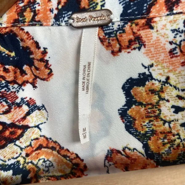 Free People Say‎ You Love Me Mini Dress Size M Orange Combo Paisley Boho Flowy - Image 9