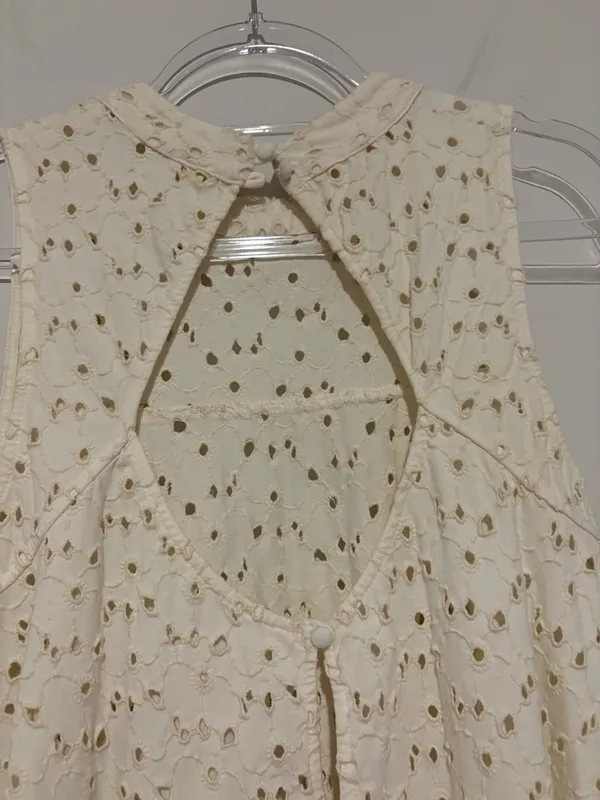 Free People Eyelet Keyhole Tank Top Ivory size Large‎ - Image 7