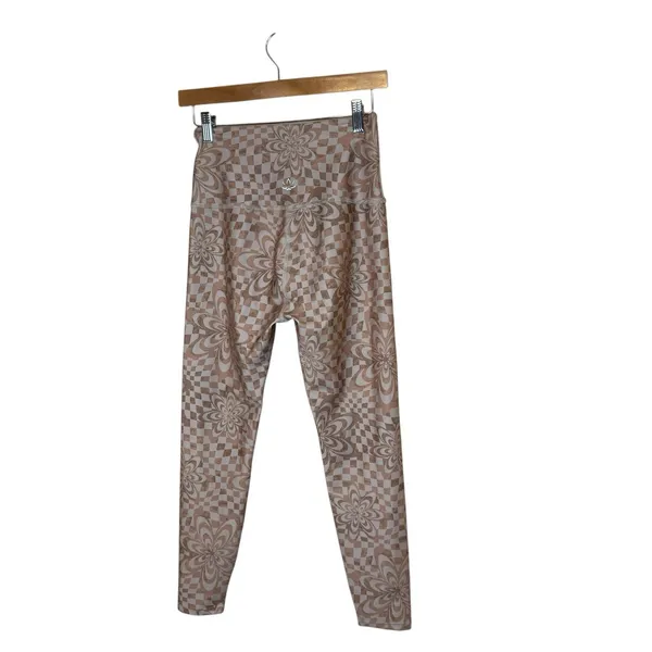 Beyond Yoga Check Flower Endurance High Waisted Leggings Size‎ Medium Tan Brown - Image 6