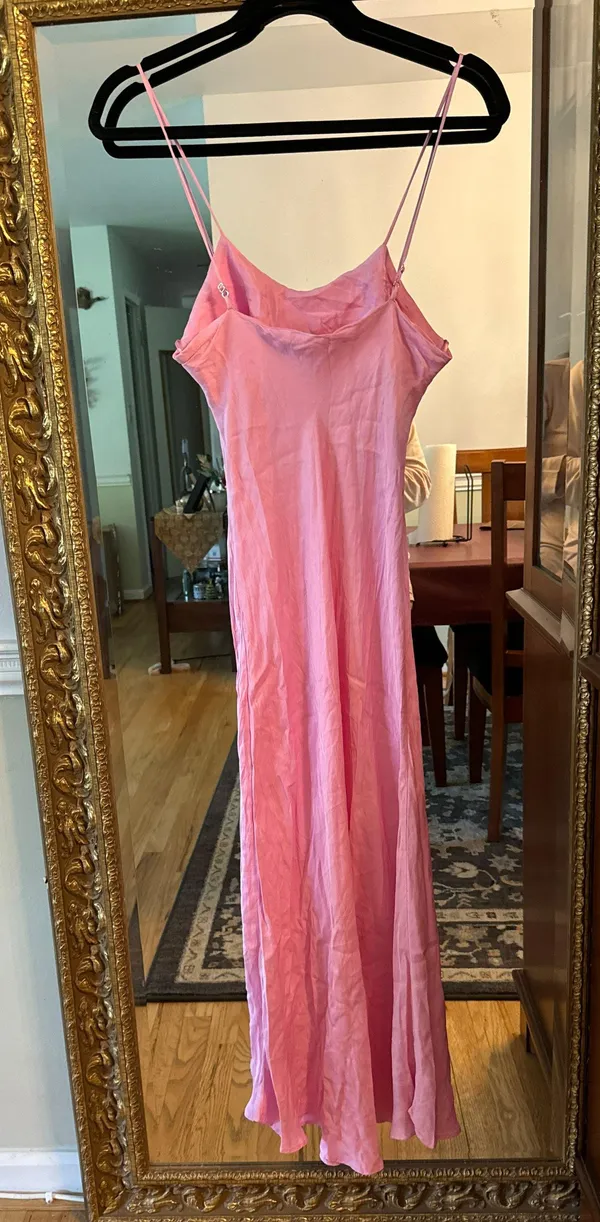Zara Pink Satin Maxi Dress Xs - Image 7
