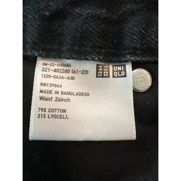 Uniqlo Baggy Wide Leg Jeans Black High Rise Denim Size 26 Barrell leg - Image 4