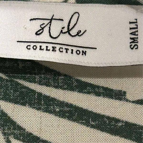 Stile Collection Women's Floral Wrap Blouse Green‎ V-Neck Long Sleeve S - Image 6