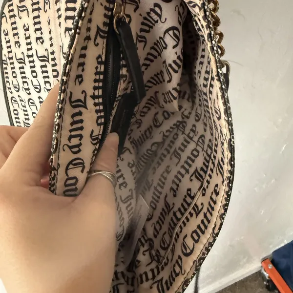 Juicy Couture Shoulder Bag Womens Black Monogram Chain Strap Purse Handbag Logo‎ - Image 10