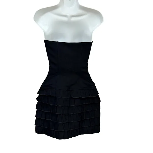 Edikted Womens Black Strapless Tiered Ruffle Mini Dress S17086 Size Small NWT - Image 4