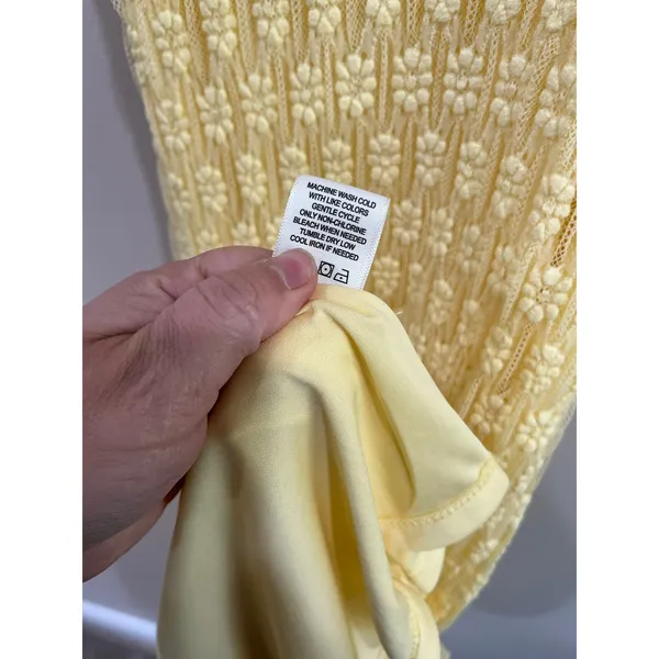 No Comment Yellow Mesh Lace Trim Y2K Bodycon Midi Dress‎ Size XL - Image 5