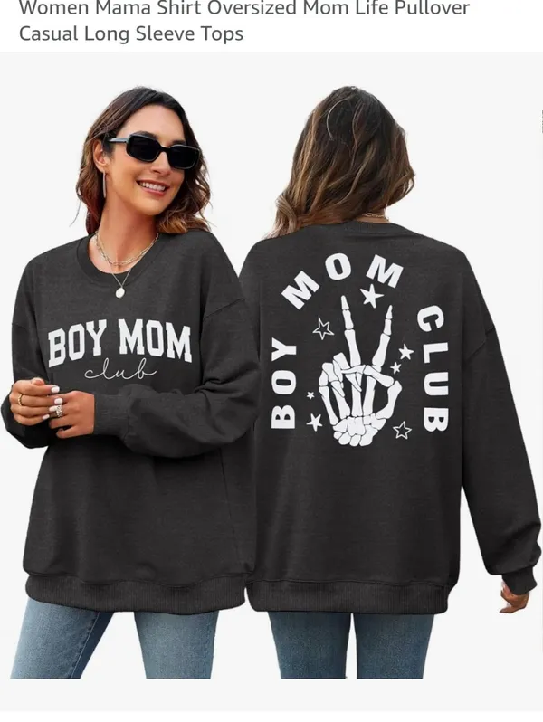 Boy Mom Club Graphic Sweatshirt - Dark Gray Size Small New - Image 3