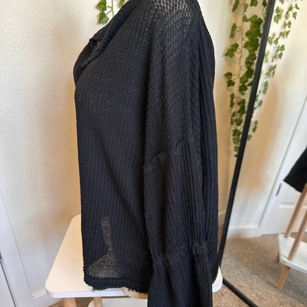 We The Free Free People Black Shirt Long Sleeve Size Medium - Image 3