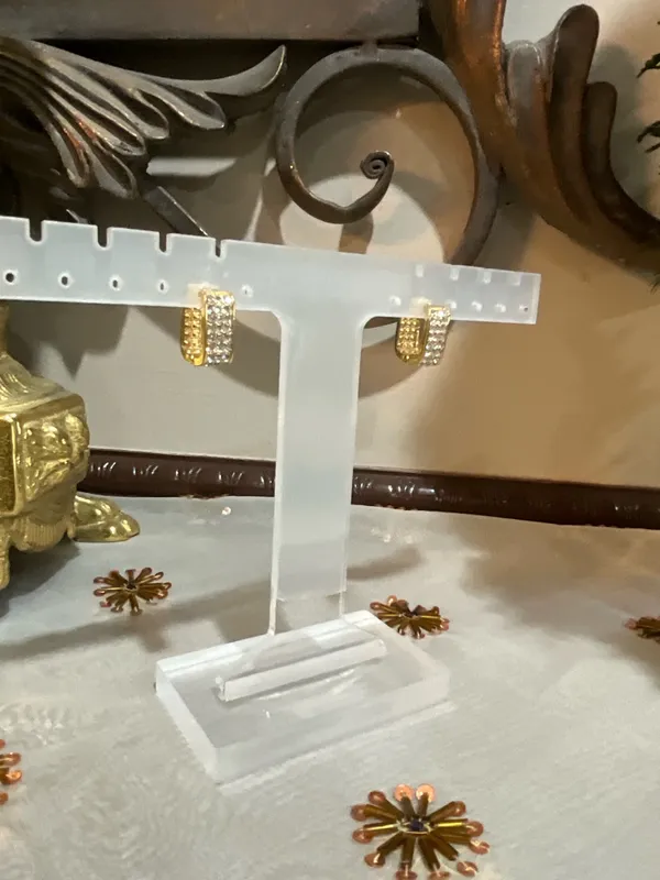 Gold glitter silver hoop earrings - Image 6