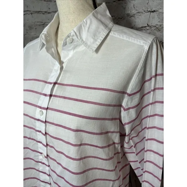 Pendleton Pink Stripe White Long Sleeve‎ Button Up Women’s Shirt Cotton S - Image 2