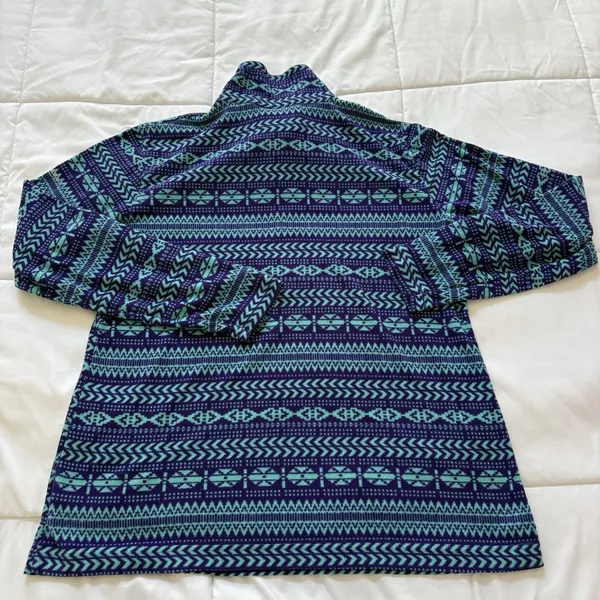 Columbia Womens XL Blue Fair Isle‎ 1/4 Zip Fleece Pullover Long Sleeve Retro Y2K - Image 7