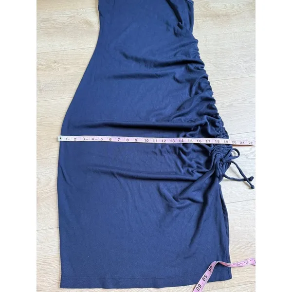 NWT Michael Stars Hope Midi Dress with tie ultra‎ rib Admiral blue high neck 1X - Image 6