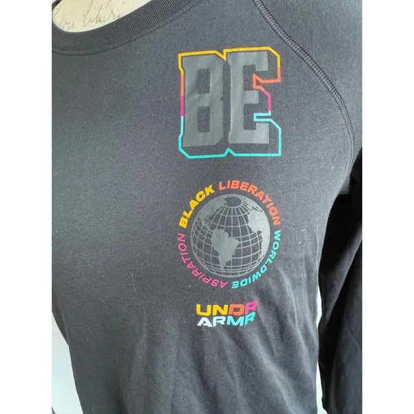 Under Armour BE Black Liberation Worldwide LS‎ T Shirt Top Medium - Image 3
