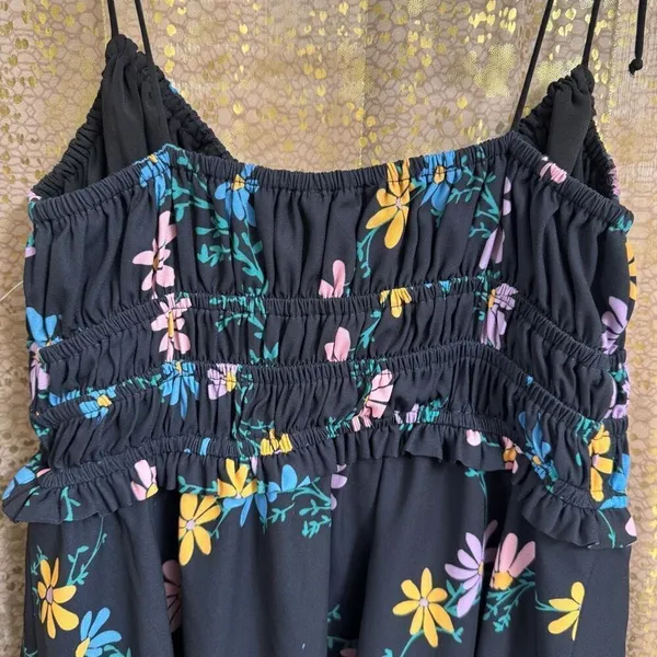 For Love & Lemons Lori Black Tie‎ Straps Floral Spring Ultra Mini Dress Small - Image 6