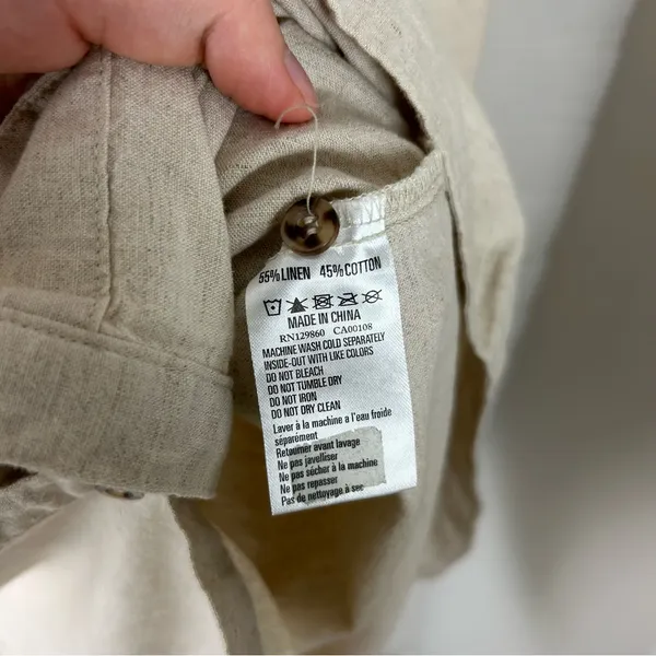 Rhythm Classic Linen Blend Shirt Dress In Oat Size S - Image 8