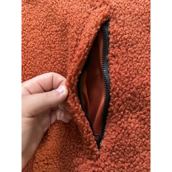 Old Navy Women Size Medium Sherpa Jacket Zip Pockets Polyester Fall Autumn Cozy - Image 6