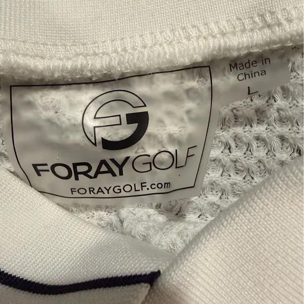 Foray Golf Textured Polo Sweater Top Large White Navy Coastal‎ Preppy Chic - Image 8
