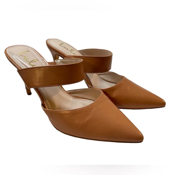 LULU'S Faire Tan High Heeled Mules Shoes Pointed Toe - Size 7 - Image 3