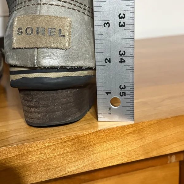 Sorel Slimboot Grey Brown Leather Tall Waterproof Winter Boots NL2007-051 6.5 - Image 9