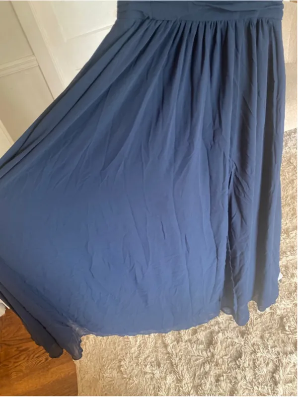 Lulus Navy Chiffon Maxi Dress Empire Waist‎ Bridesmaid Romantic Formal Glam Gala - Image 4