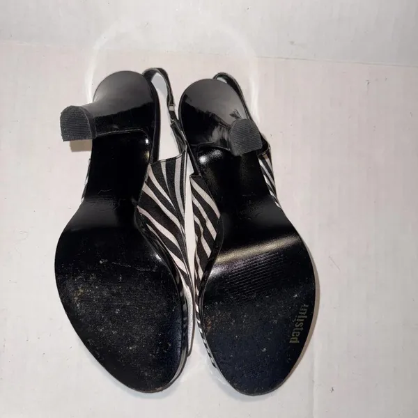 Unlisted Y2K Baddie Sandals‎ Heels Slip On Slingback Peep Toe Zebra Print Sz 9 - Image 11