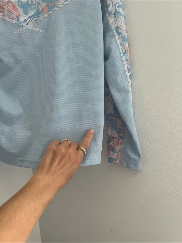 Light Blue Long Sleeve Abstract Print Top Size M - Image 8