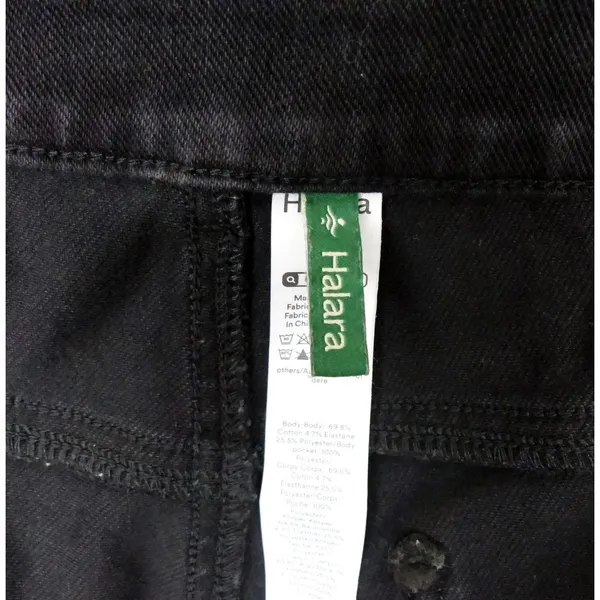 Halara Flex High Waisted Wide Leg Cropped Jeans Black Washed Women XL Rolled Hem - Image 5
