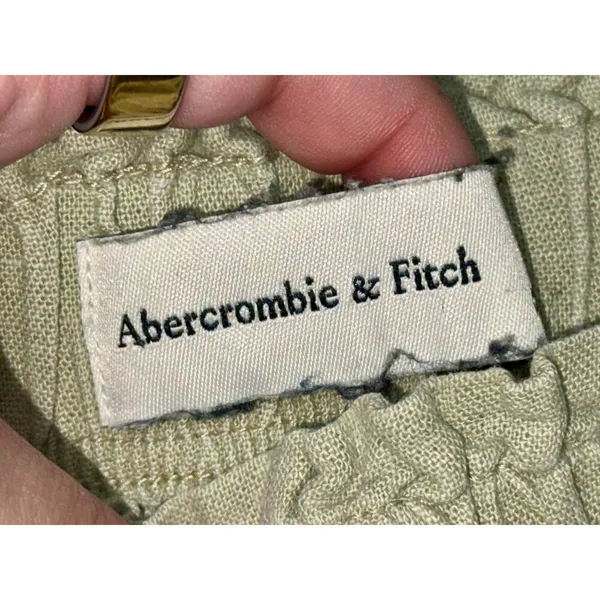 Abercrombie & Fitch Sage Green Linen Blend Pull On Wide Leg Pants Size S Short - Image 3