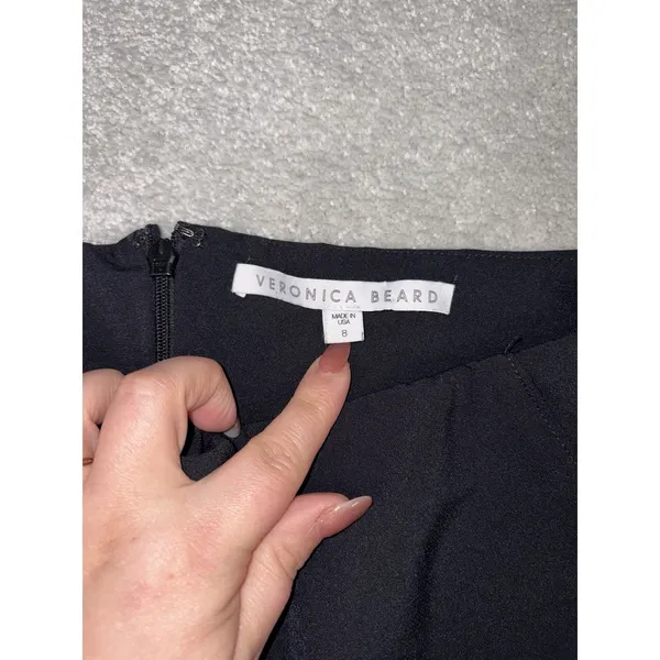veronica beard black slim leg cropped pants size 8 back seam‎ - Image 3