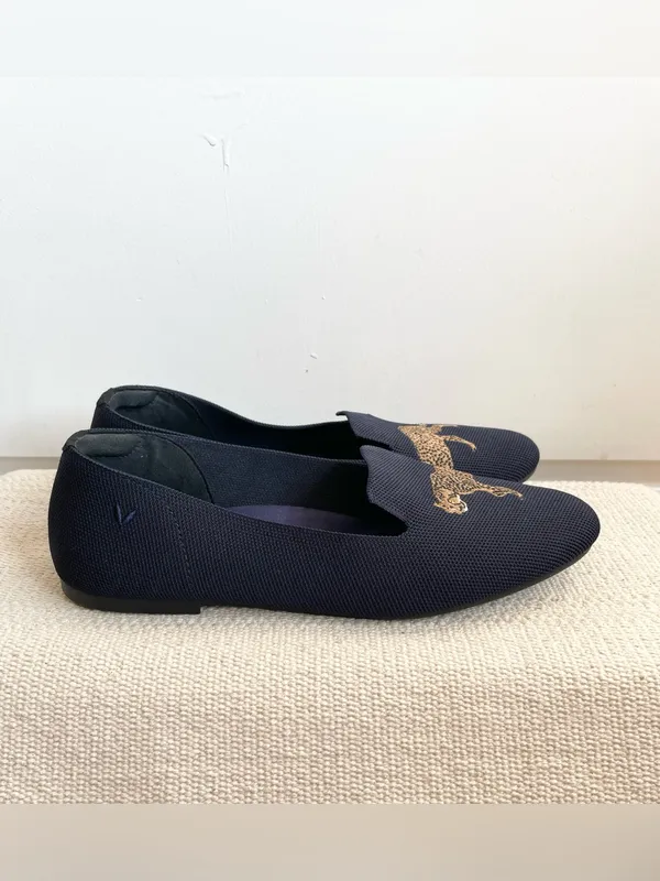 VIVAIA Audrey Round-Toe Embroidered Loafers Leopard Embroidery Size 43 - Image 2