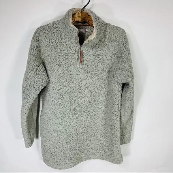 Gray Teddy Sweatshirt Pullover 1/4 zip Small Normcore Gorpcore - Image 5