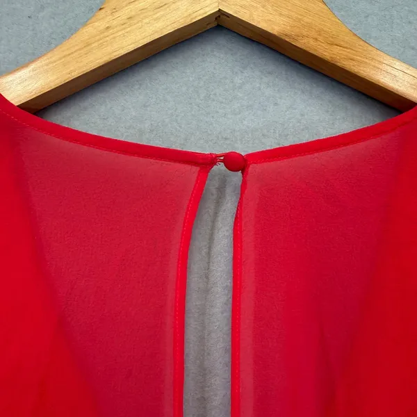 Alice + Olivia Red 100% Silk Bell Sleeve V-Neck Mini Dress C305530600 - Image 10