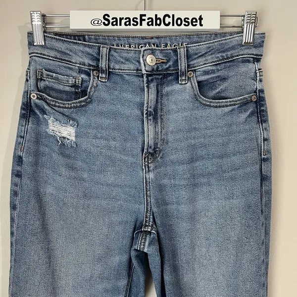 American Eagle Stretch Mom Jeans High Rise Women's Size 4 Regular Medium Wash - Image 2