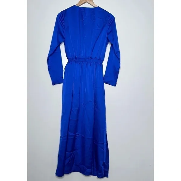 NSR / Napean Sea Rd Nordstrom NWT Royal Blue Faux Wrap Maxi Dress Size Small - Image 2