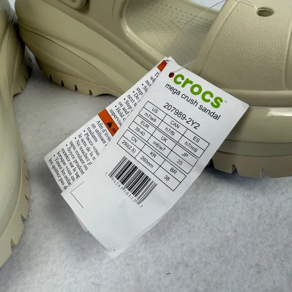 New Crocs Mega Crush Sandal Bone Platform Lug Sole Mens 7 Womens 9‎ Summer Cream - Image 5