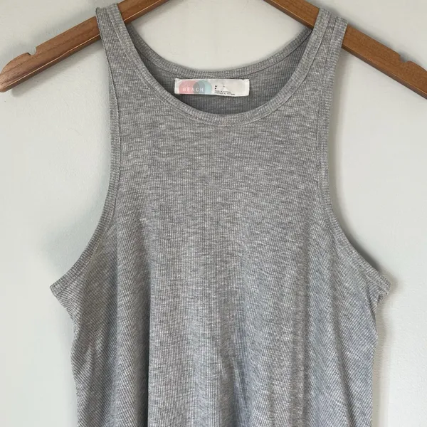 Free People Beach Ribbed Basic Mini Dress Sleeveless Gray Women's Size Small - Image 3
