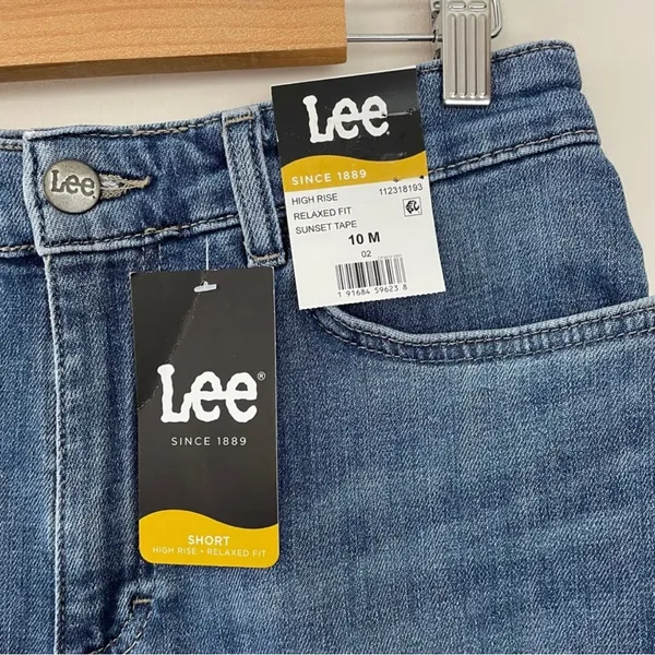 Lee High Rise Relaxed Fit Stretch Denim Jean cutoffs cut off shorts Blue 10 new - Image 9