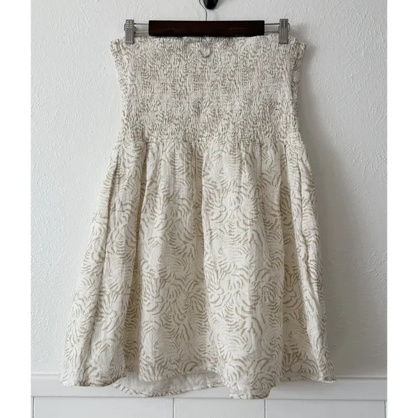 Universal Threads NWT L Smocked Strapless MiniDress Ivory Beige Boho Cottagecore - Image 4
