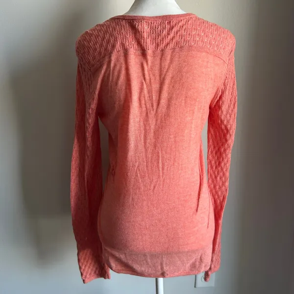 Rosie Neira Anthropologie Wool Blend Peach Longsleeve Ballet Core Wrap Top M - Image 6
