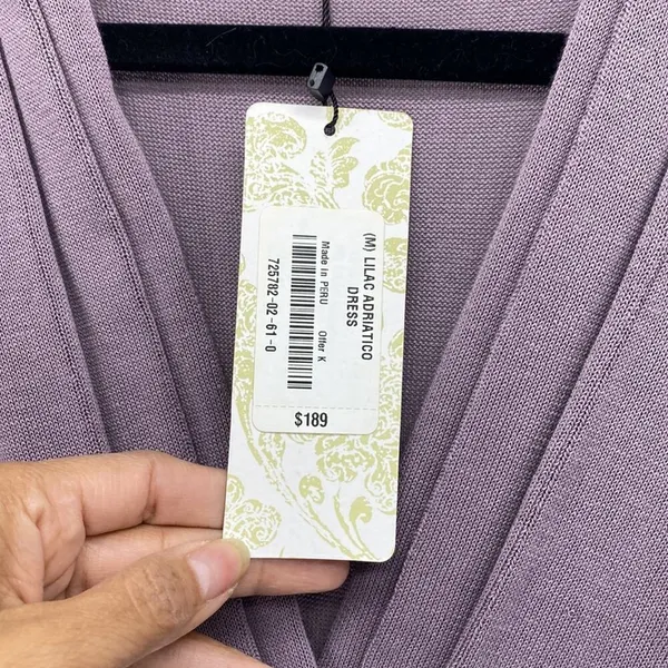 Peruvian Connection ADRIATICO lilac maxi knit dress minimalist size M - Image 6