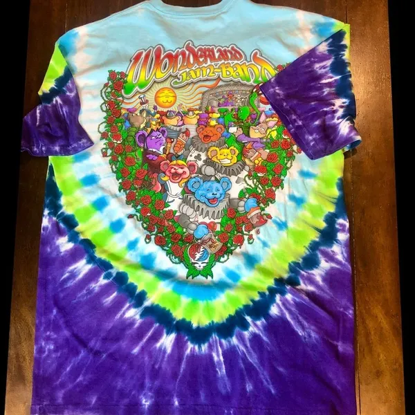 Unisex GRATEFUL DEAD Alice In Wonderland Tie Dye Short Sleeve T-Shirt Sz 2XL NWT - Image 9