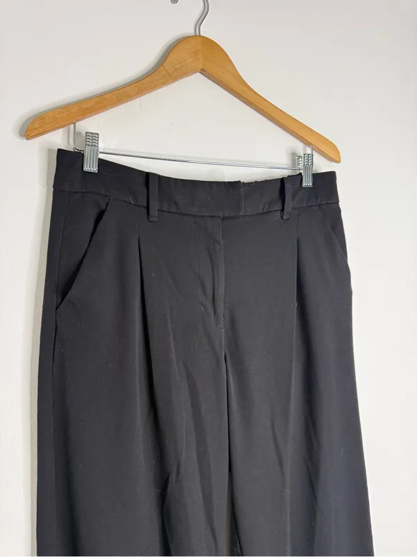 American Eagle Wide Leg Trousers Size 6 Black High Rise Stretch Dress Pants - Image 3