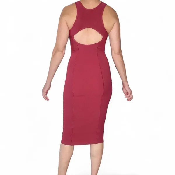 Lululemon Maroon Ribbed BodyCon Open Back Sleeveless Dress - Image 6