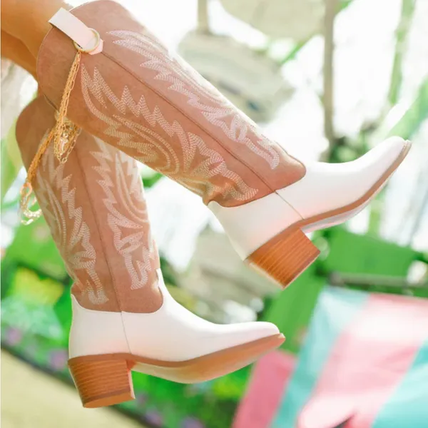 NIB PINK LILY-  boujee two tone boots size 7 - Image 2