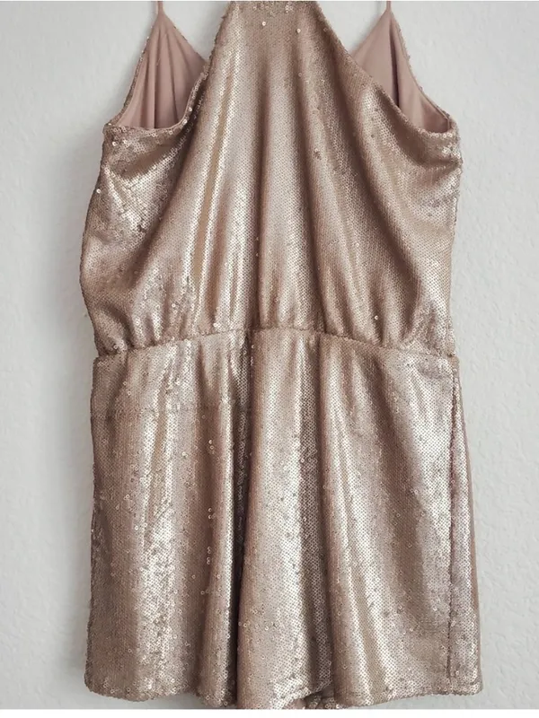 Women’s Gold Sequin Romper - Image 3