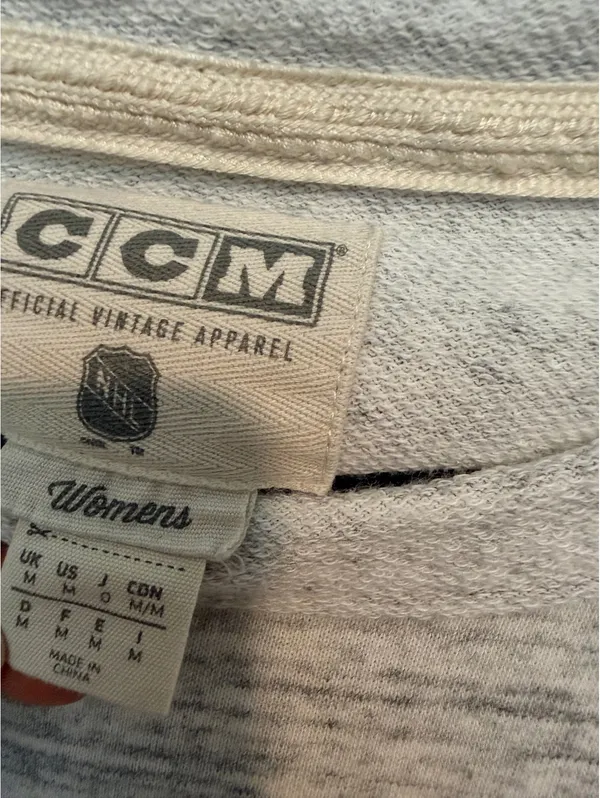 CCM Women's Medium Vintage NHL Sweatshirt Grey Hockey Logo - Image 3