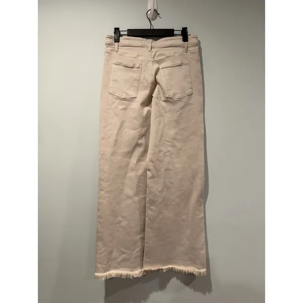 Spartina 449 Raw Hem Flare Jeans Womens 4 Cream Cotton Stretch Travel Vacation - Image 2